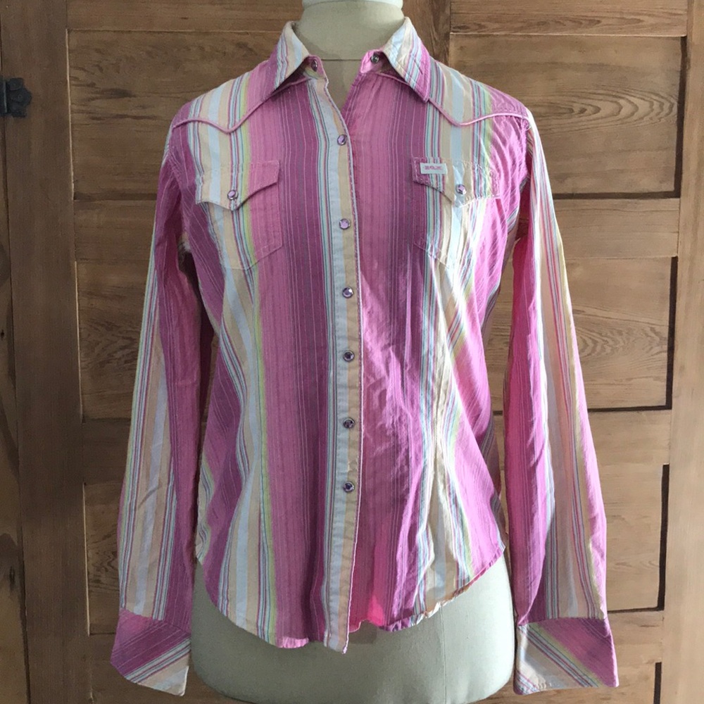 20X tailored western shirt pink pearl snap button